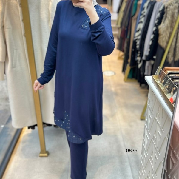 0836 Kapitone ve Taş Detaylı Takım - Görsel 18