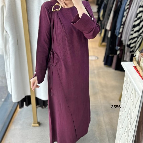 3556 Omuz Aksesuar Detaylı Elbise - Görsel 1