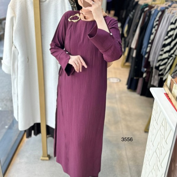 3556 Omuz Aksesuar Detaylı Elbise - Görsel 5