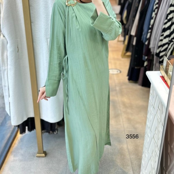 3556 Omuz Aksesuar Detaylı Elbise - Görsel 17