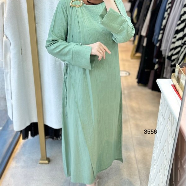 3556 Omuz Aksesuar Detaylı Elbise - Görsel 13