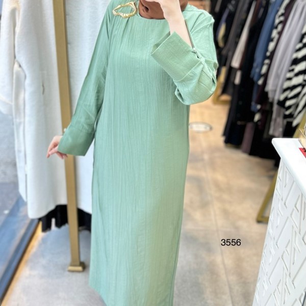 3556 Omuz Aksesuar Detaylı Elbise - Görsel 12