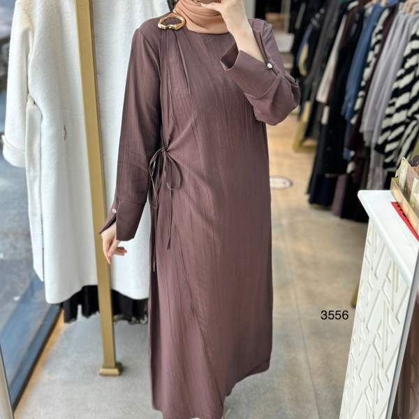 3556 Omuz Aksesuar Detaylı Elbise - Görsel 16