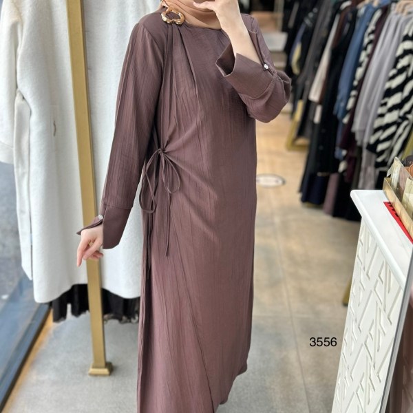 3556 Omuz Aksesuar Detaylı Elbise - Görsel 7