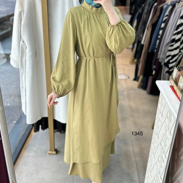 1345 Asimetrik Kesim Elbise - Görsel 1