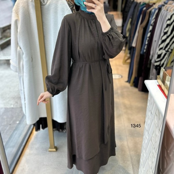 1345 Asimetrik Kesim Elbise - Görsel 13