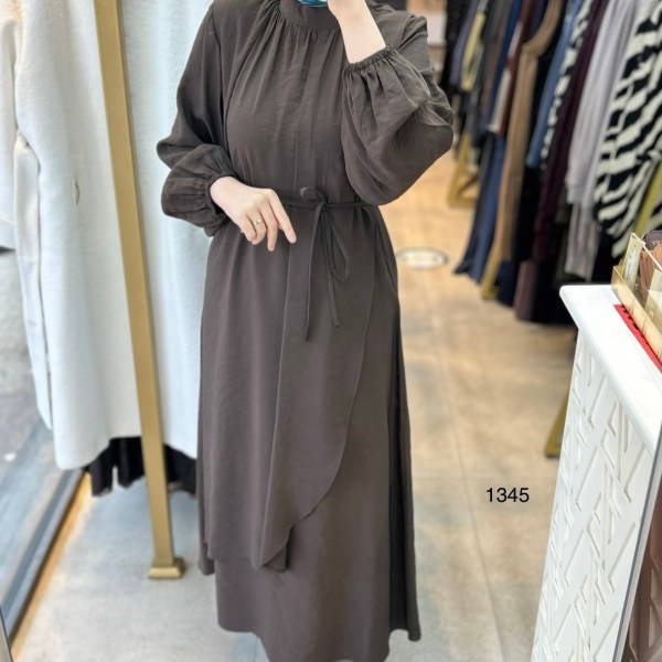 1345 Asimetrik Kesim Elbise - Görsel 12