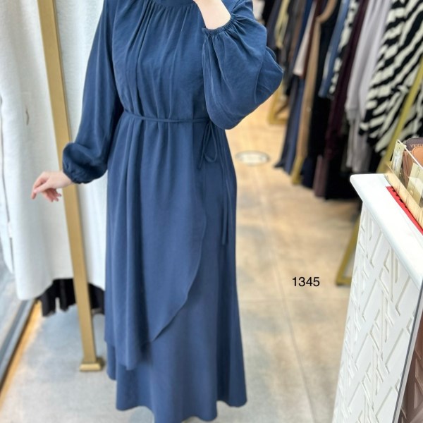 1345 Asimetrik Kesim Elbise - Görsel 18