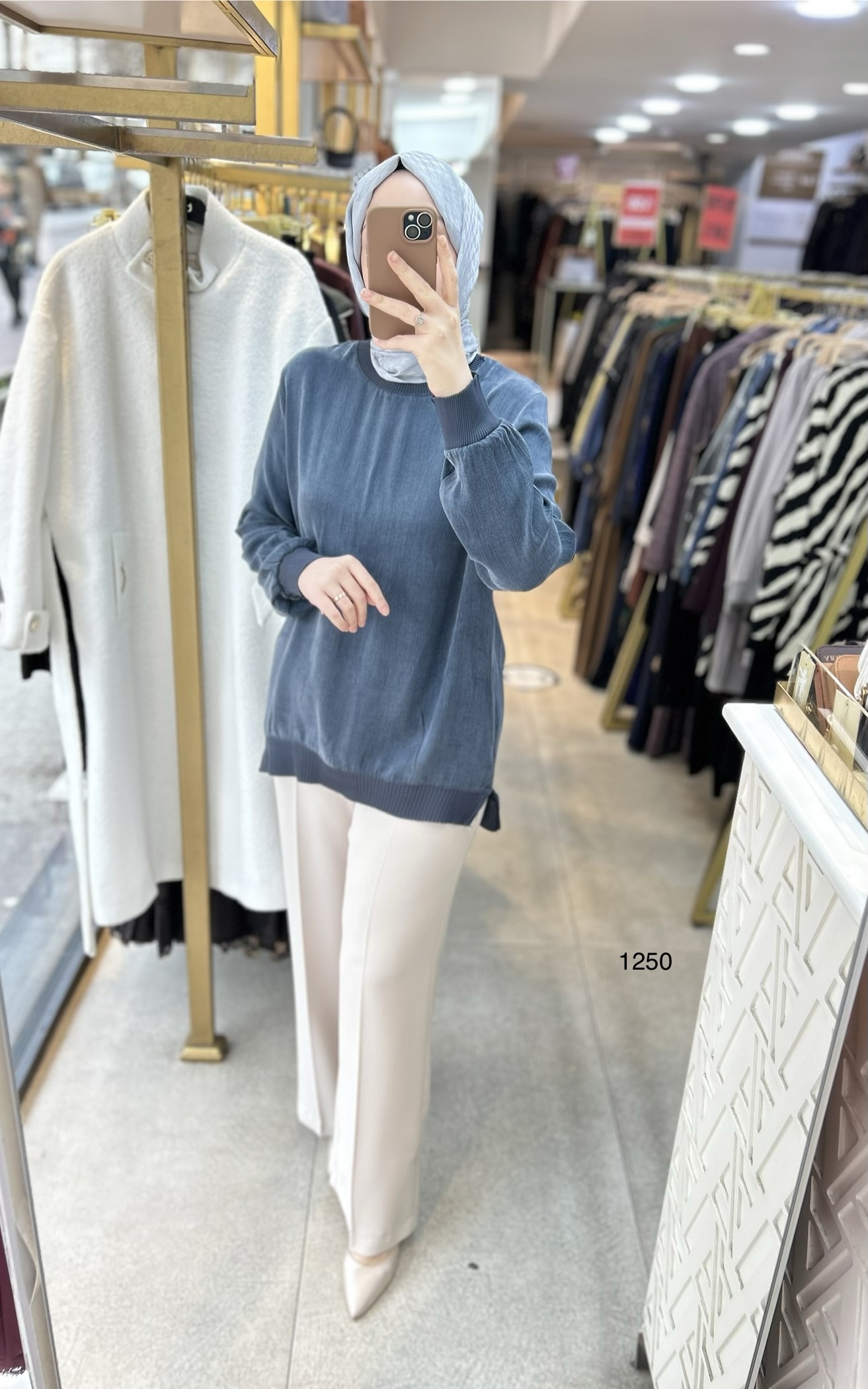 1250 Ribana Detaylı Kupra Tunik