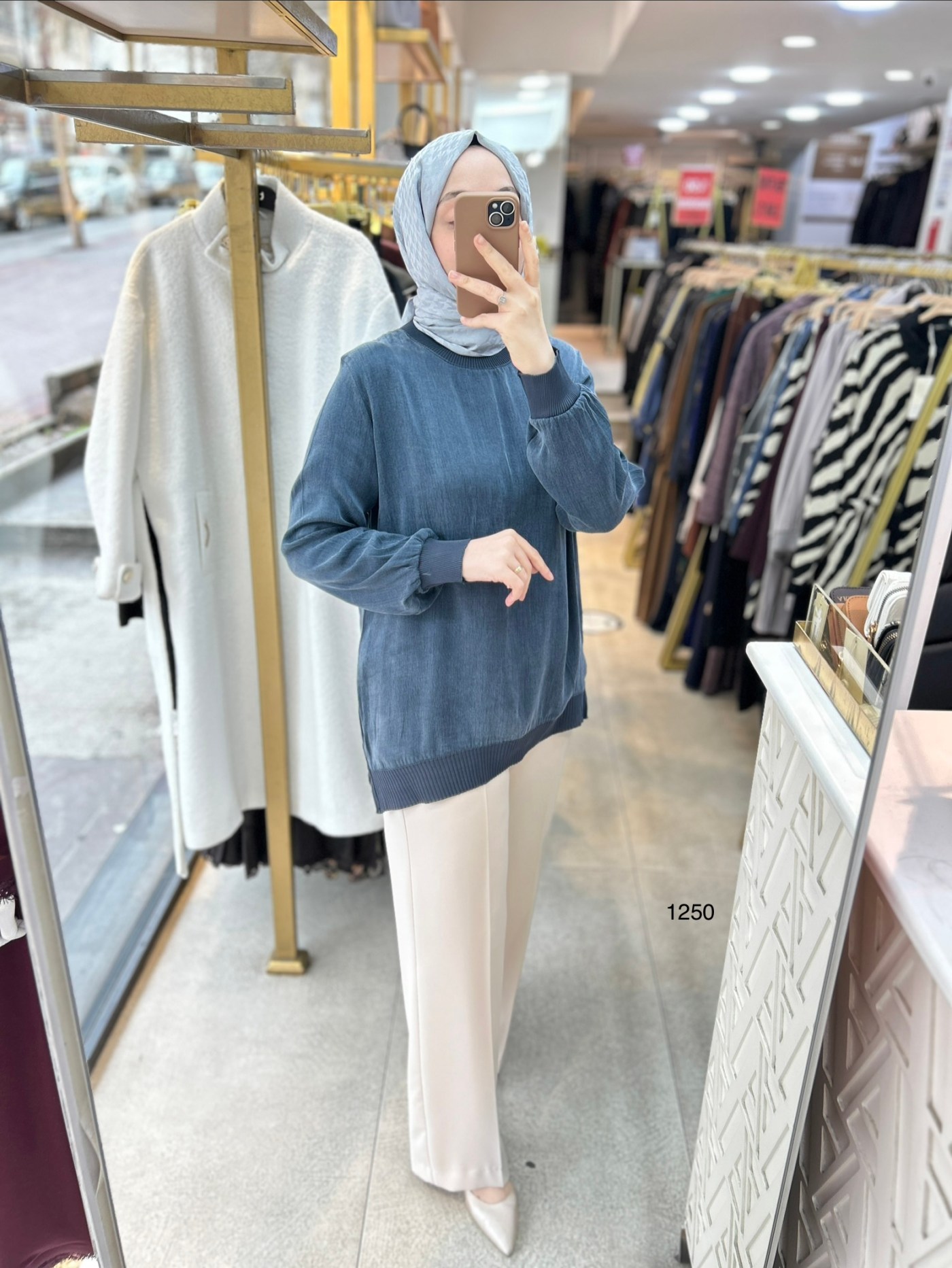 1250 Ribana Detaylı Kupra Tunik