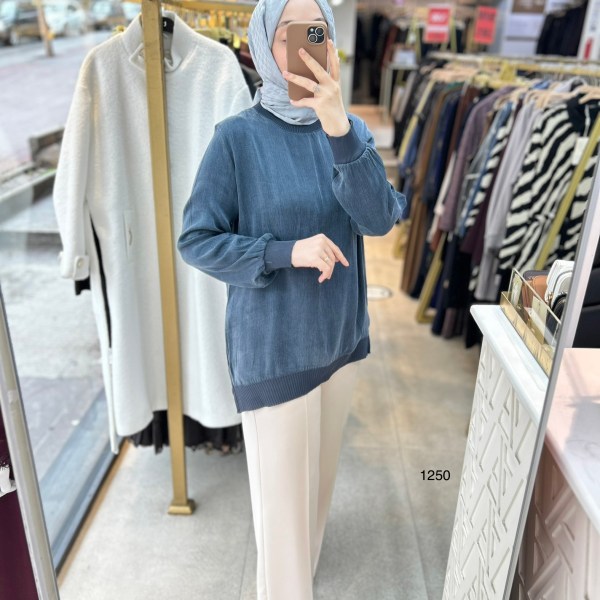 1250 Ribana Detaylı Kupra Tunik - Görsel 6