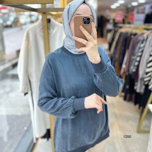 1250 Ribana Detaylı Kupra Tunik - Görsel 7