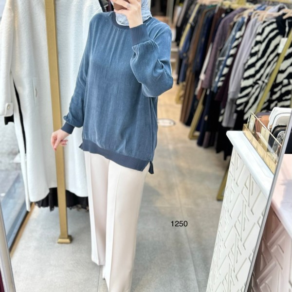 1250 Ribana Detaylı Kupra Tunik - Görsel 8