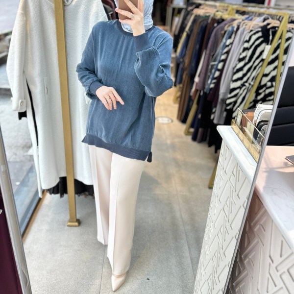 1250 Ribana Detaylı Kupra Tunik - Görsel 9