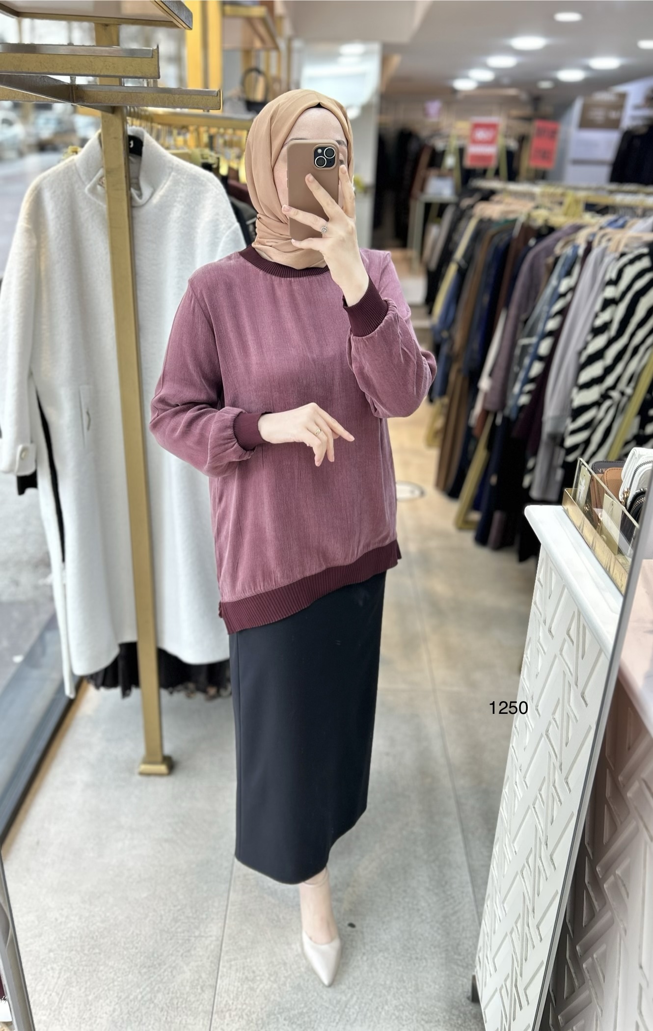 1250 Ribana Detaylı Kupra Tunik