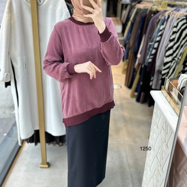 1250 Ribana Detaylı Kupra Tunik - Görsel 10