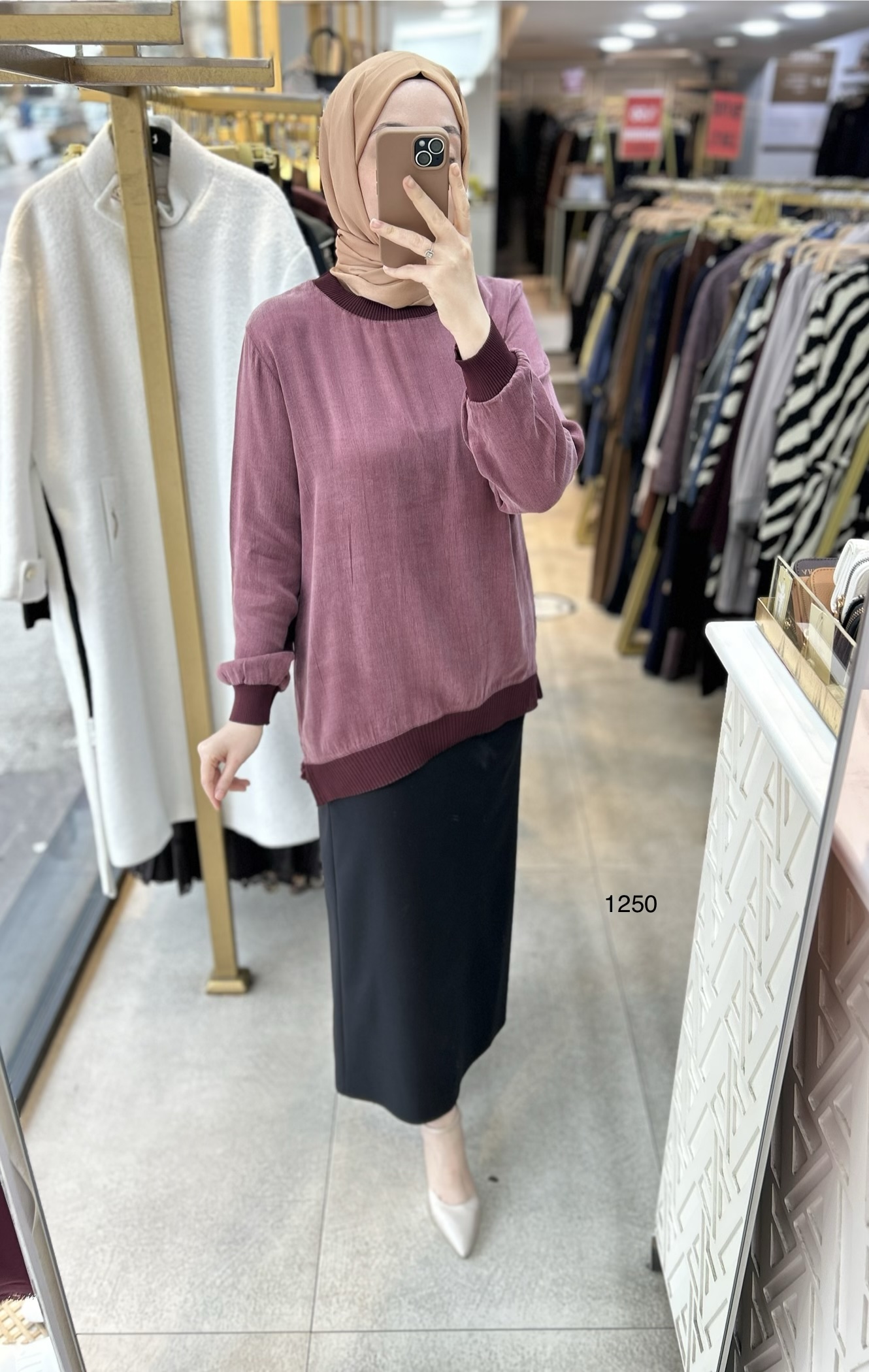 1250 Ribana Detaylı Kupra Tunik