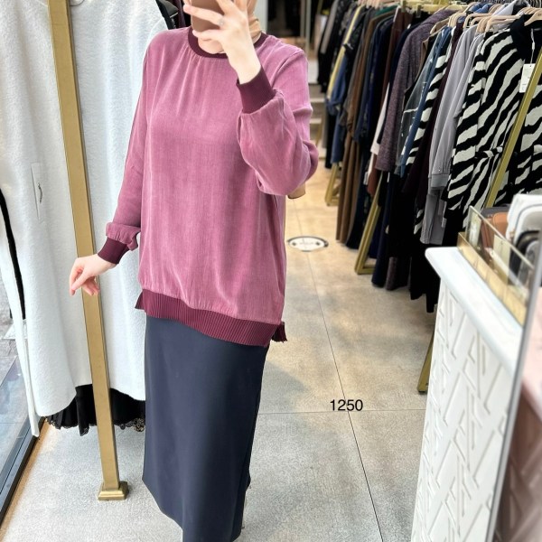 1250 Ribana Detaylı Kupra Tunik - Görsel 21