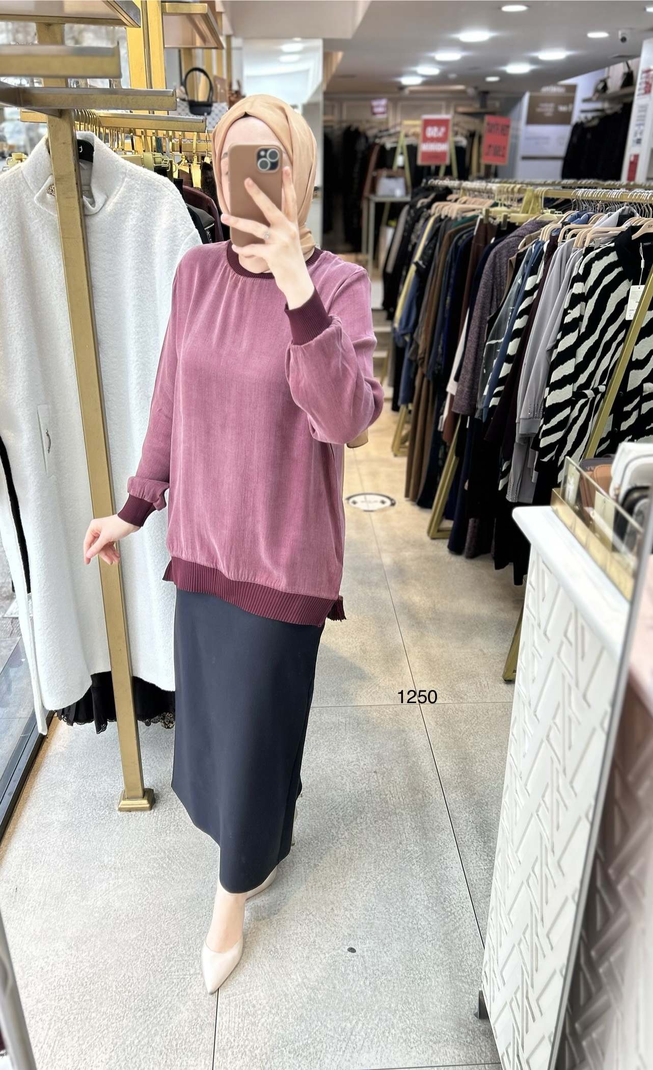 1250 Ribana Detaylı Kupra Tunik