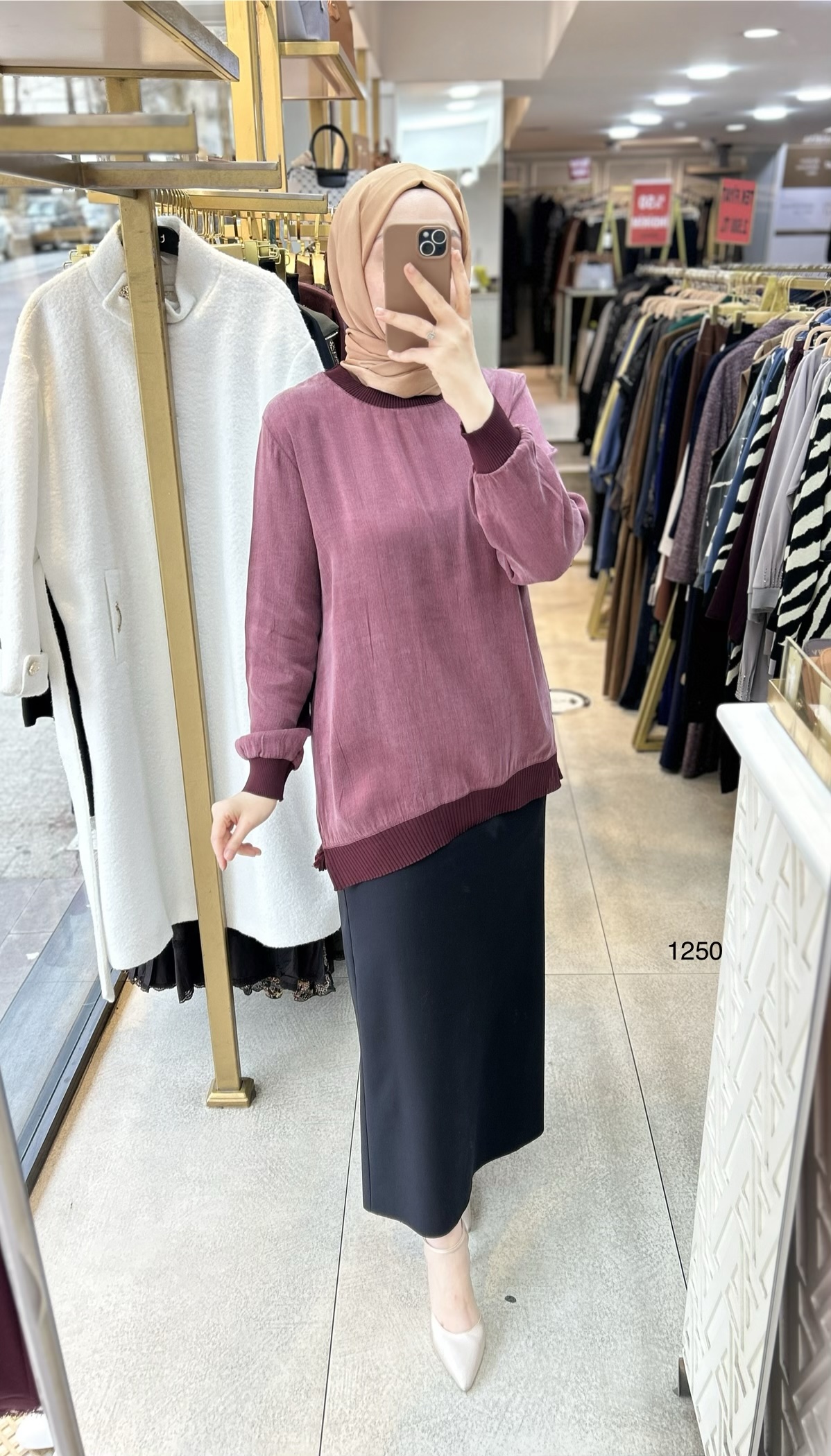 1250 Ribana Detaylı Kupra Tunik