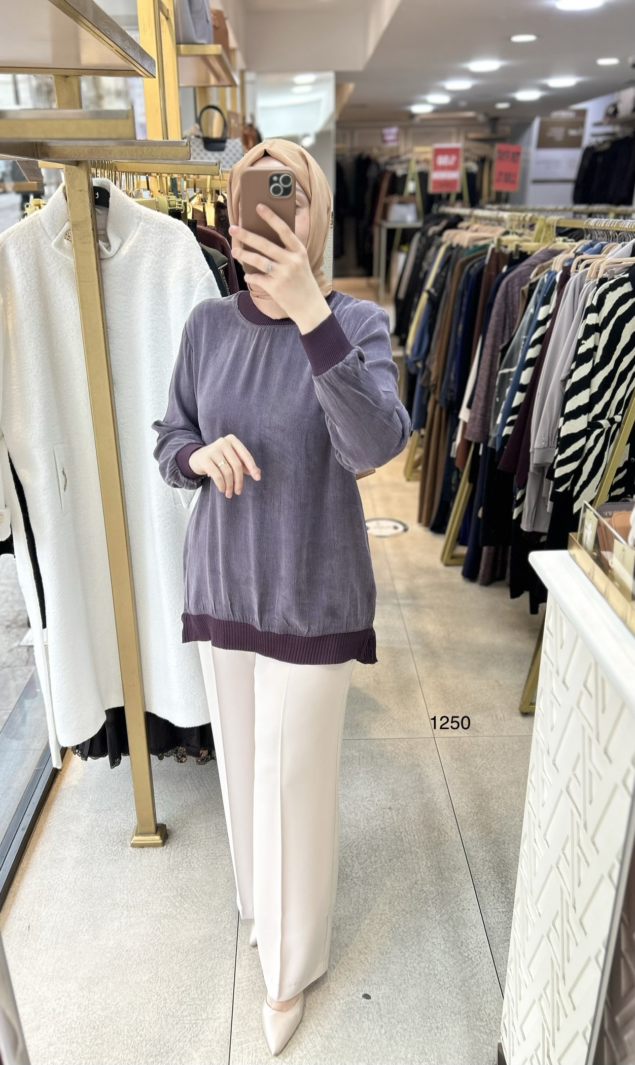 1250 Ribana Detaylı Kupra Tunik