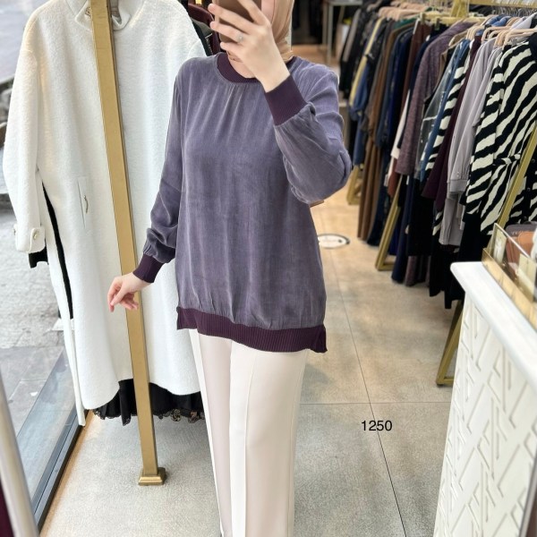 1250 Ribana Detaylı Kupra Tunik - Görsel 2