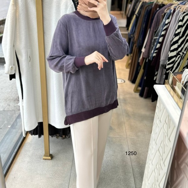 1250 Ribana Detaylı Kupra Tunik - Görsel 1