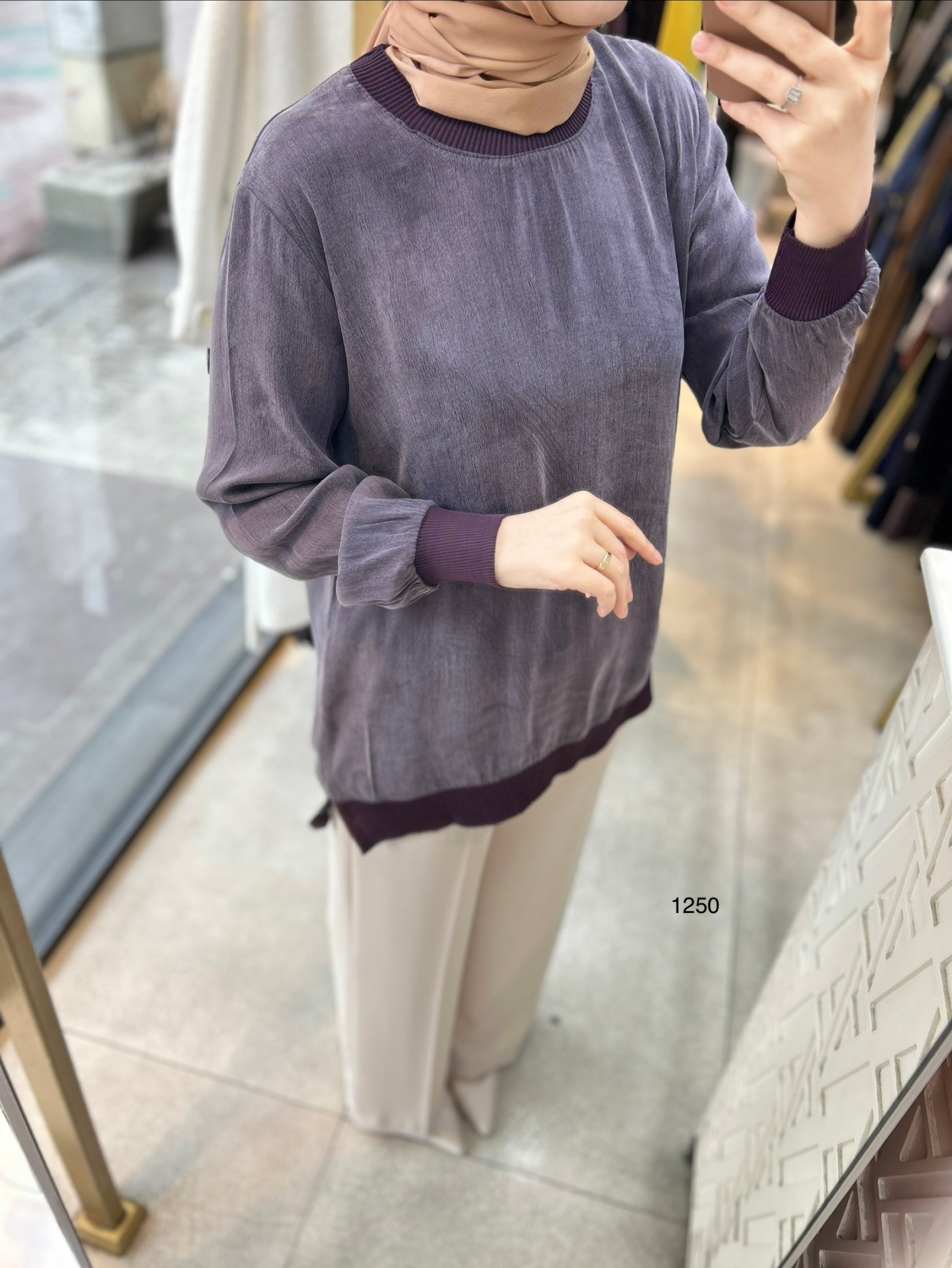 1250 Ribana Detaylı Kupra Tunik