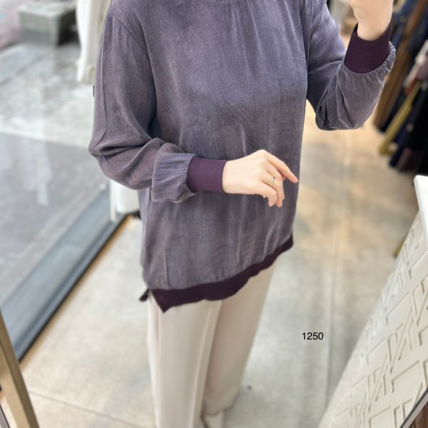 1250 Ribana Detaylı Kupra Tunik - Görsel 5