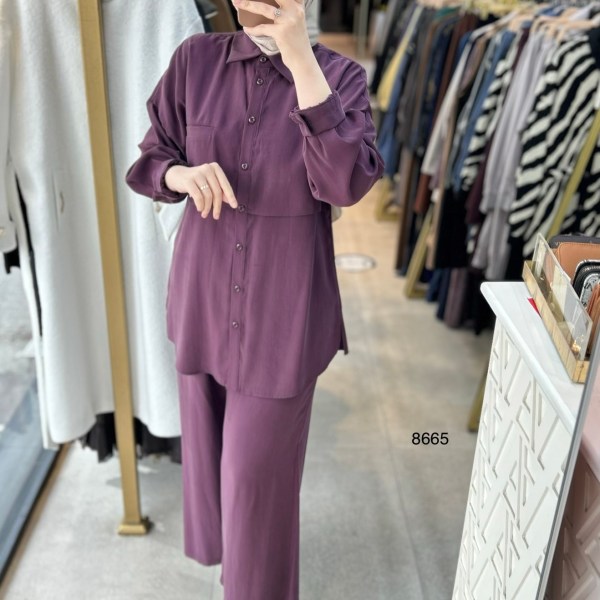 8665 Tencel Kumaş Takım - Görsel 5