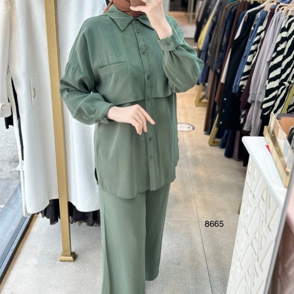 8665 Tencel Kumaş Takım - Görsel 7