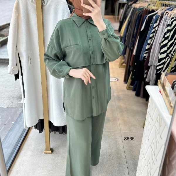 8665 Tencel Kumaş Takım - Görsel 6