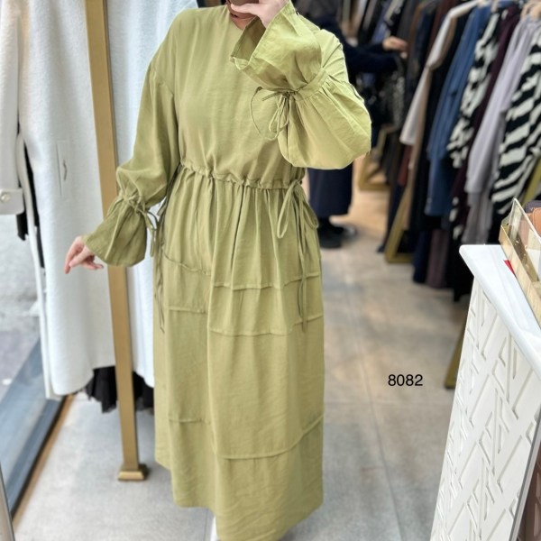 8082 Bağlama Detaylı Elbise - Görsel 19