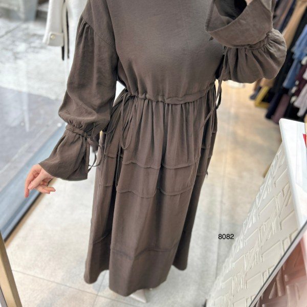 8082 Bağlama Detaylı Elbise - Görsel 14