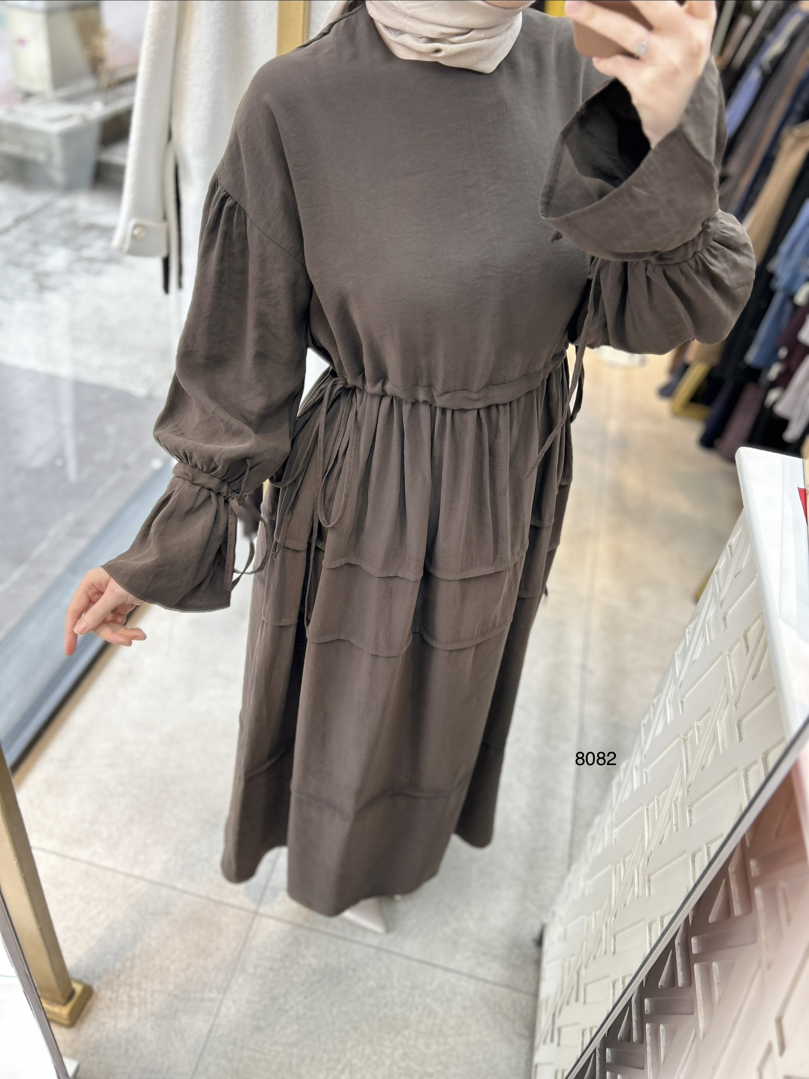 8082 Bağlama Detaylı Elbise - Görsel 14