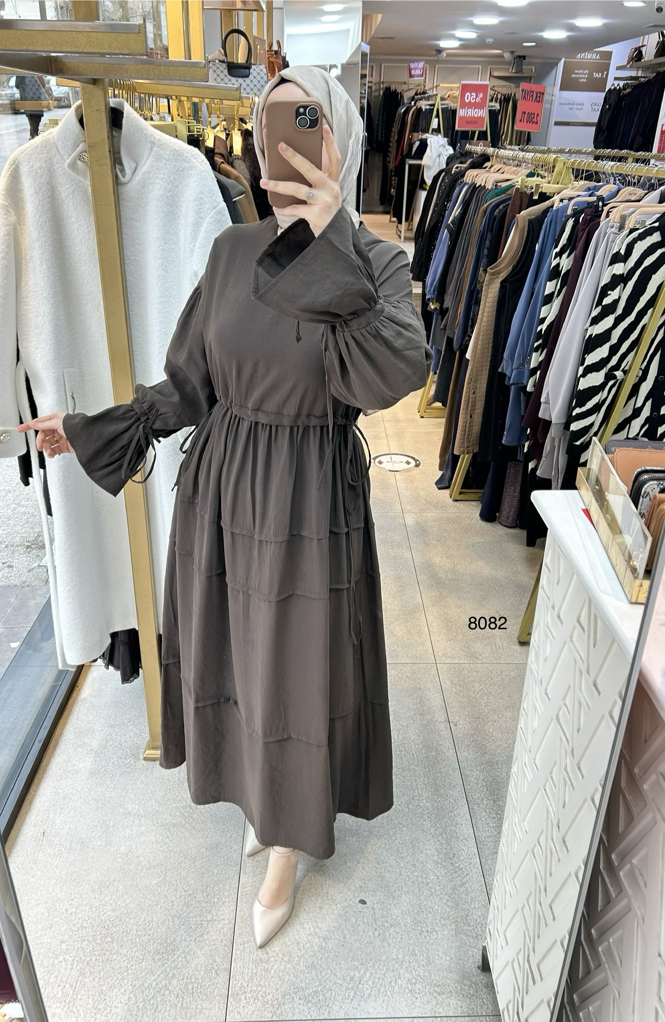 8082 Bağlama Detaylı Elbise