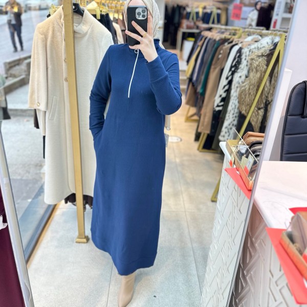 8816 Önü Fermuarlı Elbise - Görsel 6