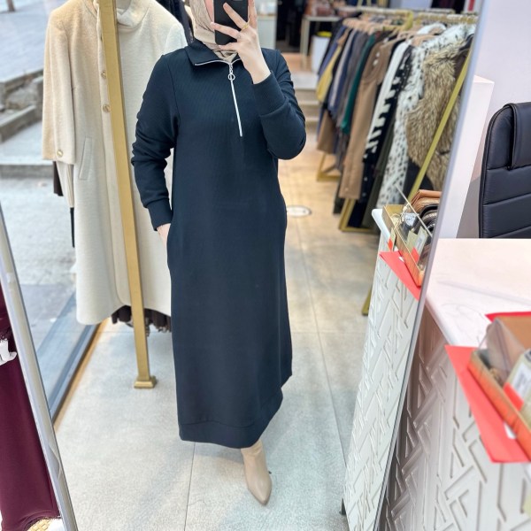 8816 Önü Fermuarlı Elbise - Görsel 3