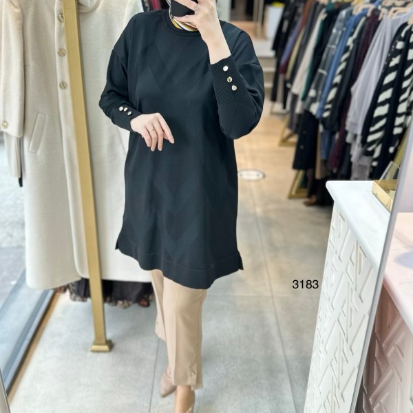 3183 V Desen Triko Tunik - Görsel 10