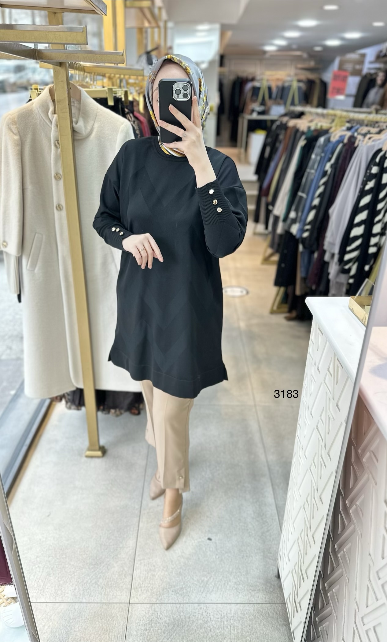 3183 V Desen Triko Tunik