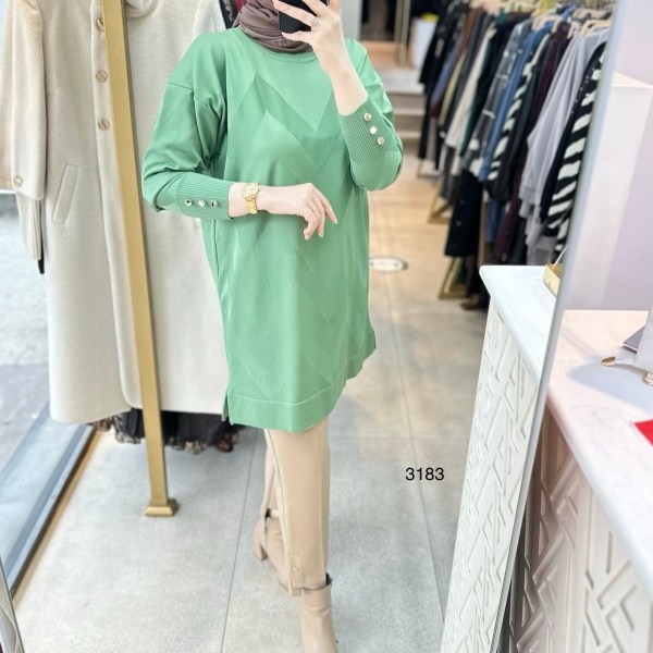 3183 V Desen Triko Tunik - Görsel 2