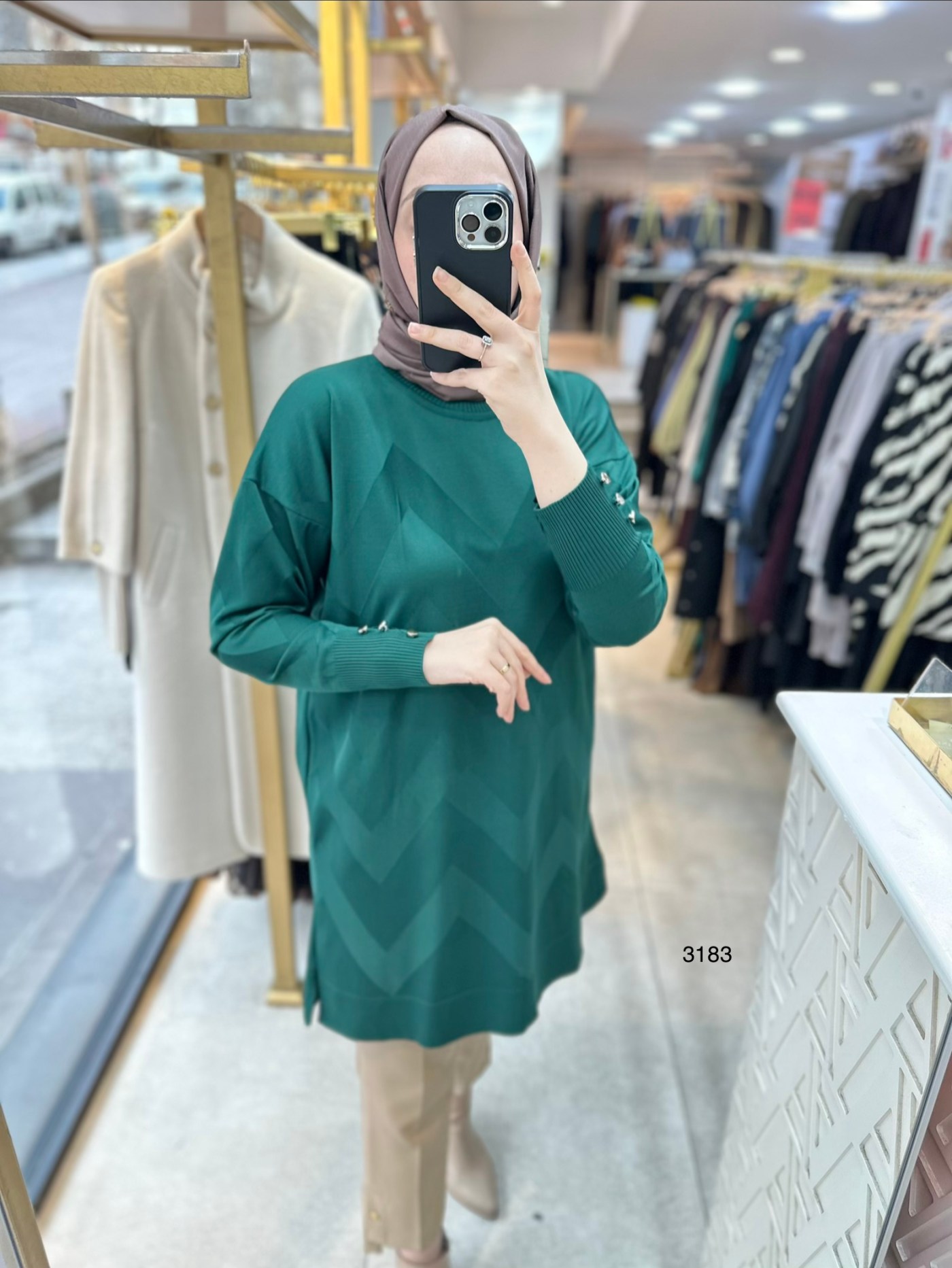 3183 V Desen Triko Tunik