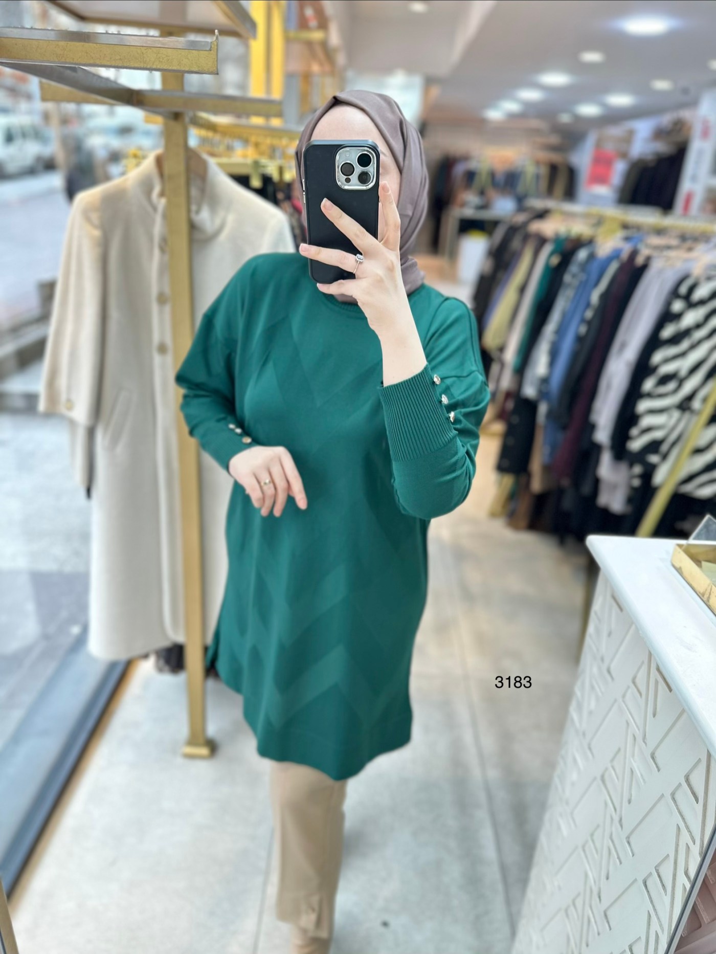 3183 V Desen Triko Tunik