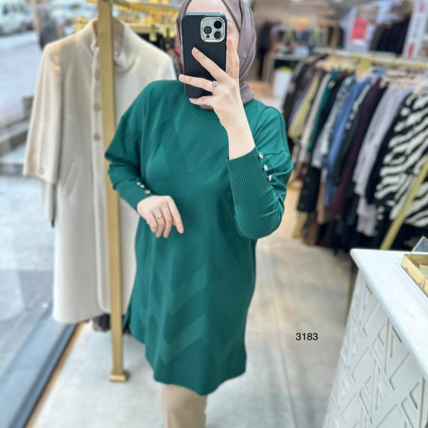 3183 V Desen Triko Tunik - Görsel 4