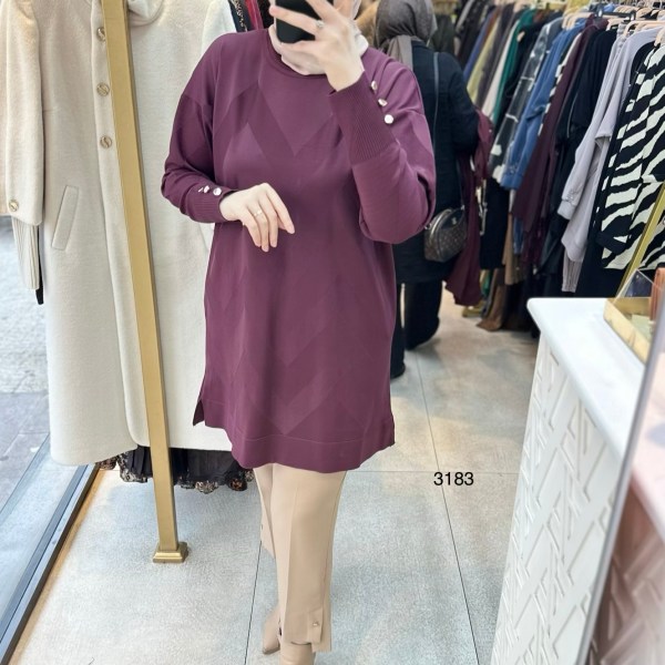 3183 V Desen Triko Tunik - Görsel 6