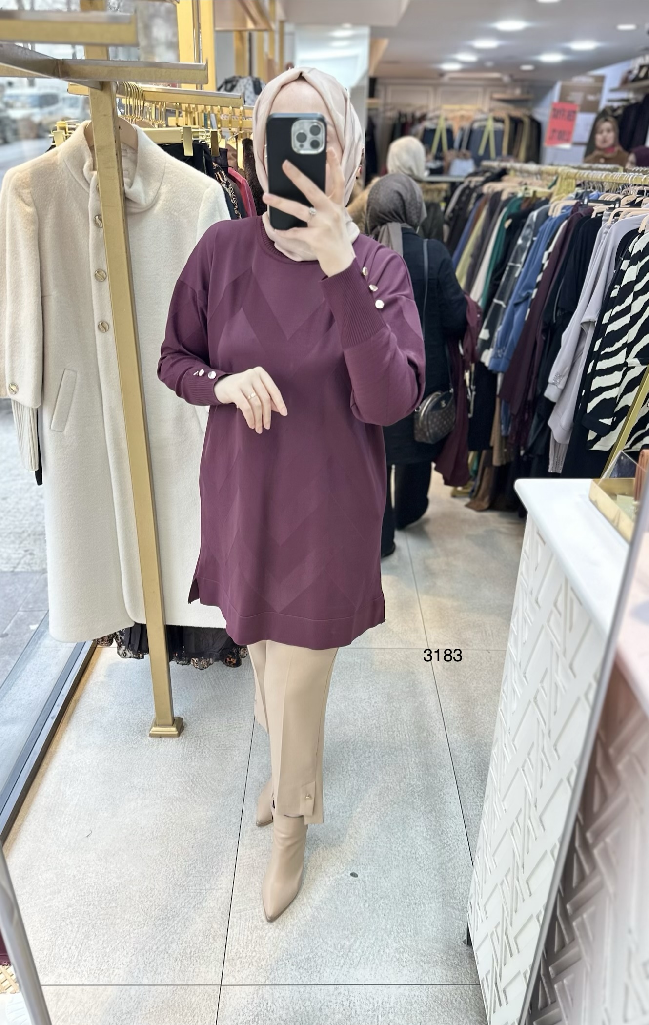 3183 V Desen Triko Tunik