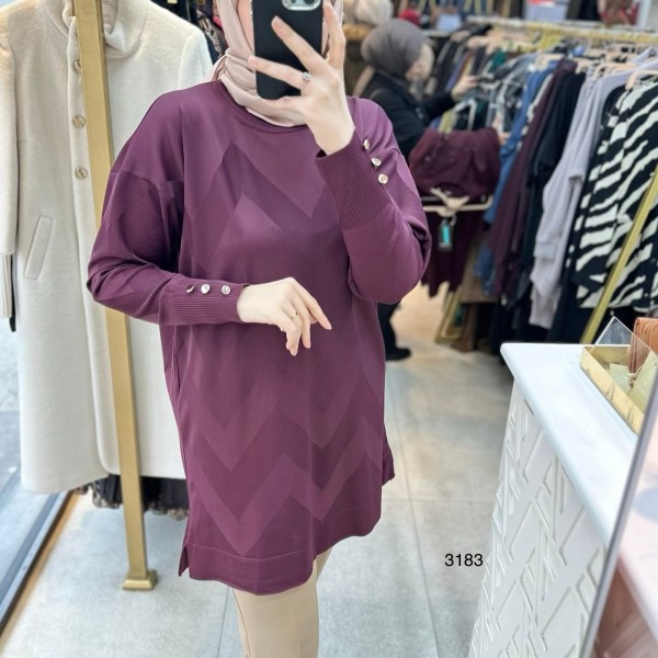 3183 V Desen Triko Tunik - Görsel 5