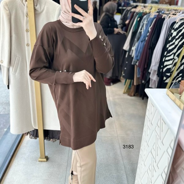 3183 V Desen Triko Tunik - Görsel 19