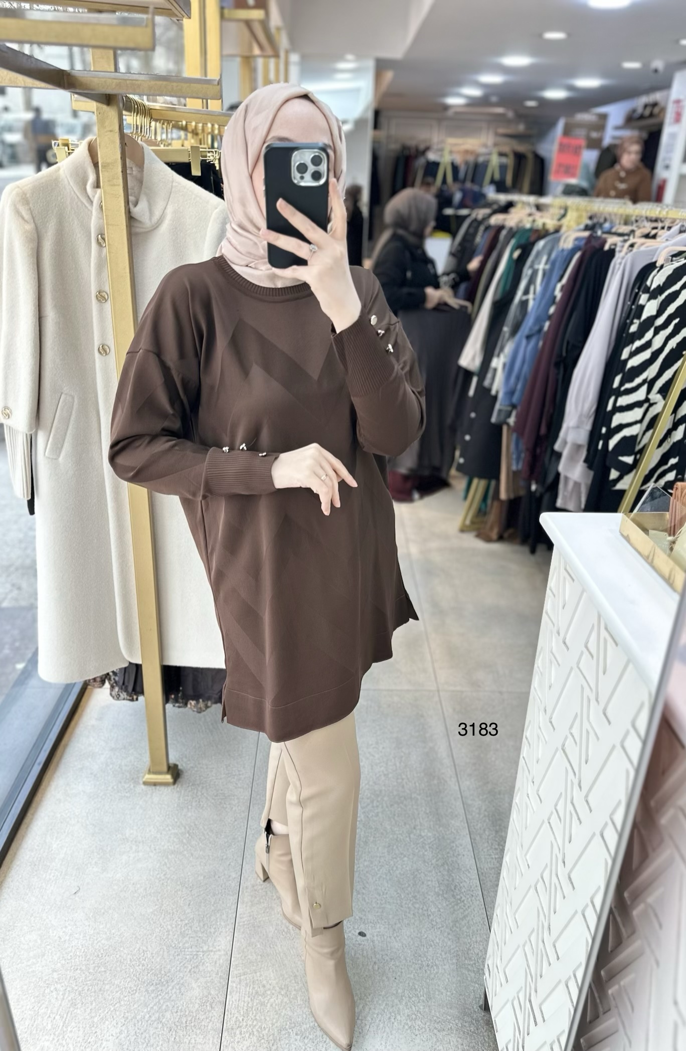 3183 V Desen Triko Tunik