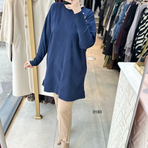 3183 V Desen Triko Tunik - Görsel 22